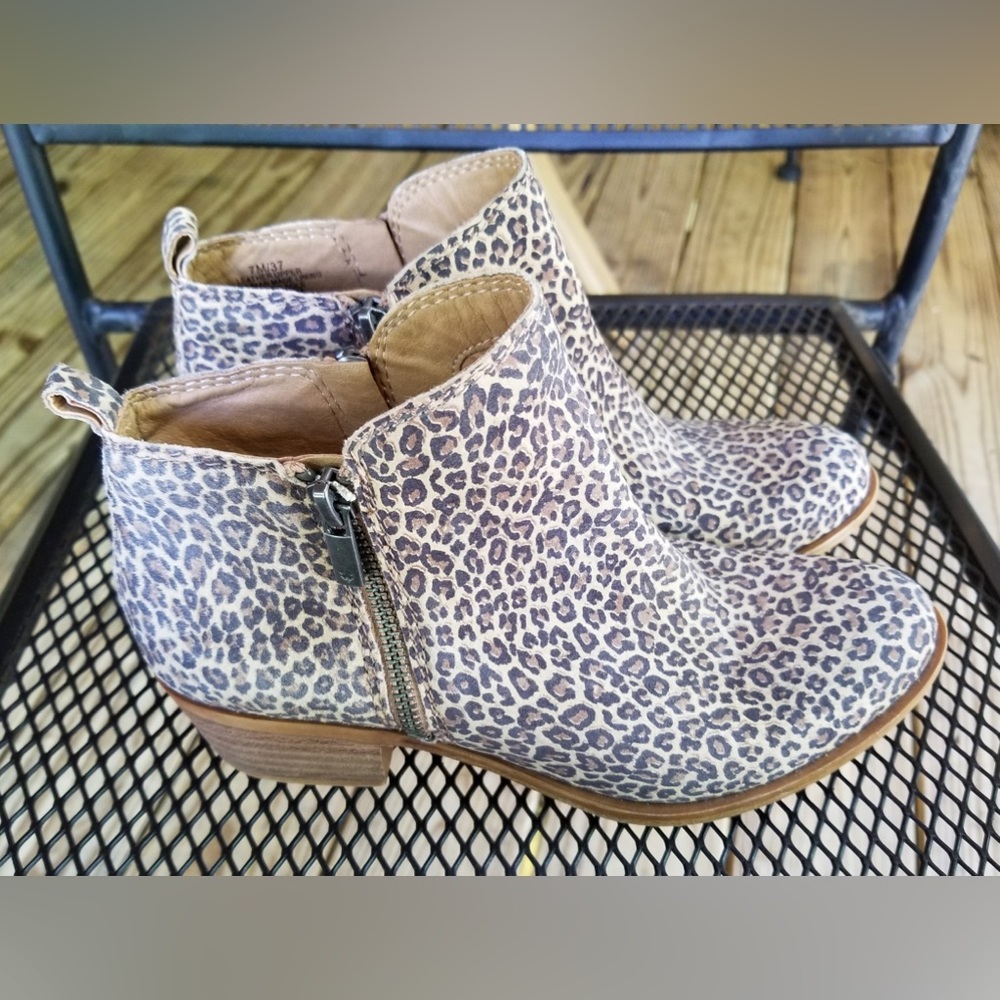 Lucky Brand Leather Leopard Booties/ Boots Size 7 - Picture 4 of 10